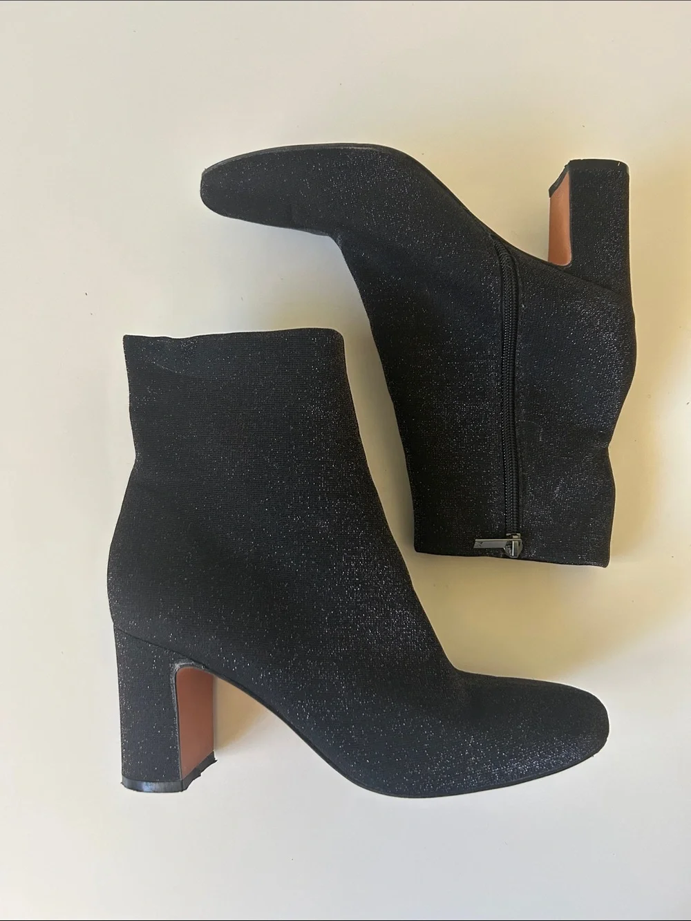 Marc Fisher Black Sparkle Gemi Mid Heel Booties